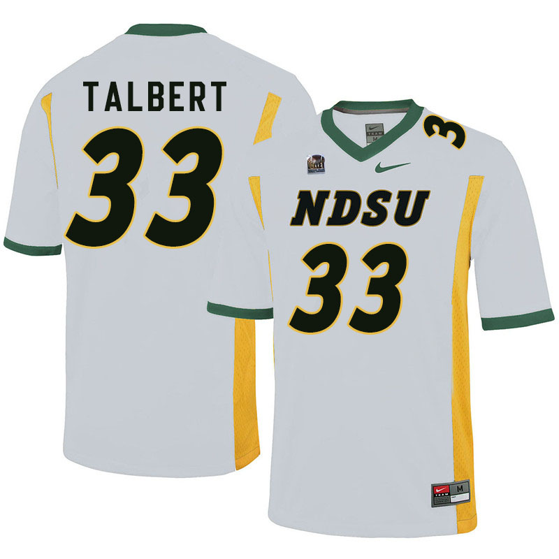 Men #33 Destin Talbert North Dakota State Bison College Football Jerseys Sale-White - Click Image to Close